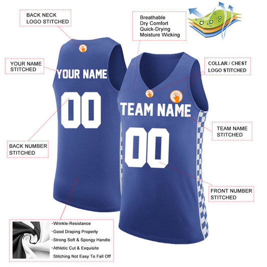 Basketball Stitched Custom Jersey - Blue / Font White Style06052206