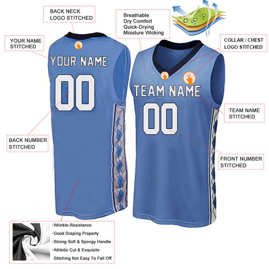 Basketball Stitched Custom Jersey - Blue / Font White Style06052211