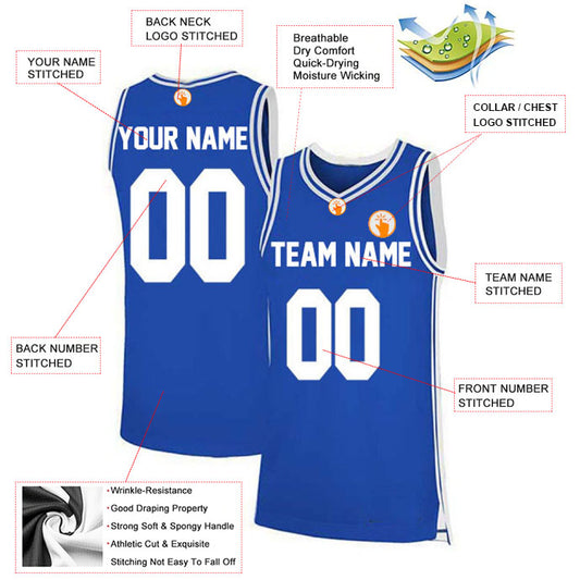 Basketball Stitched Custom Jersey - Blue / Font White Style06052221