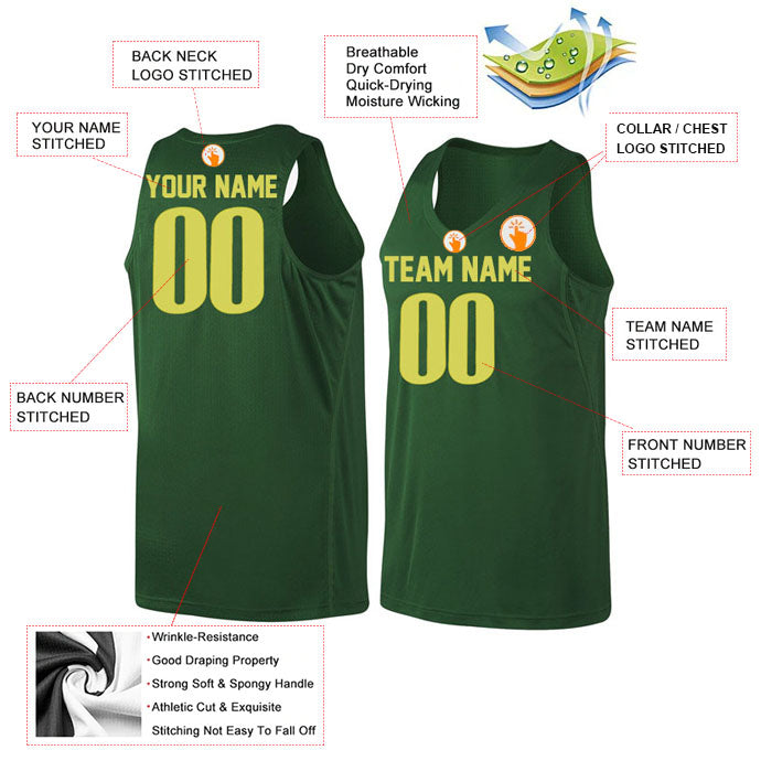 Basketball Stitched Custom Jersey - Green / Font Yellow Style06052214