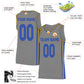 Basketball Stitched Custom Jersey - Grey / Font Blue Style06052221