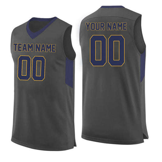 Basketball Stitched Custom Jersey - Grey / Font Navy Style06052220