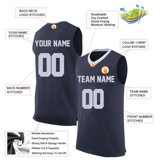 Basketball Stitched Custom Jersey - Navy / Font White Style06052217