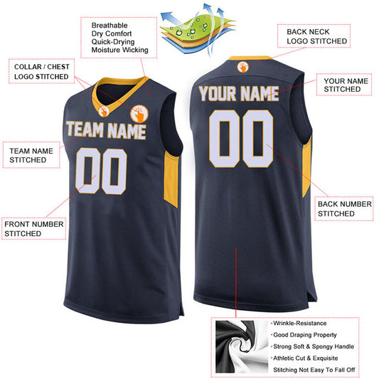 Basketball Stitched Custom Jersey - Navy / Font White Style06052220