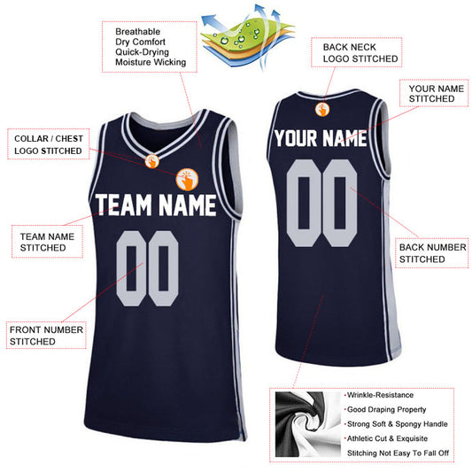 Basketball Stitched Custom Jersey - Navy / Font White Style06052221