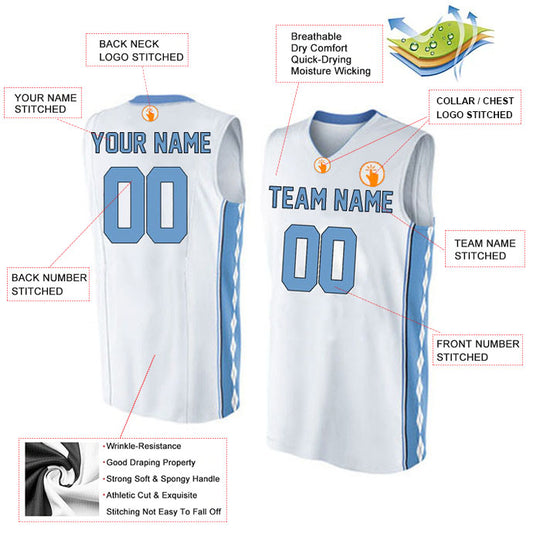 Basketball Stitched Custom Jersey - White / Font Blue Style06052211