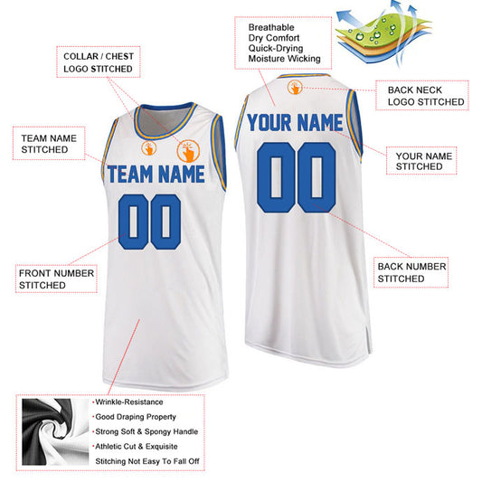 Basketball Stitched Custom Jersey - White / Font Blue Style06052215