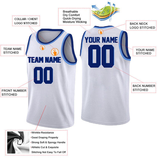 Basketball Stitched Custom Jersey - White / Font Blue Style06052217