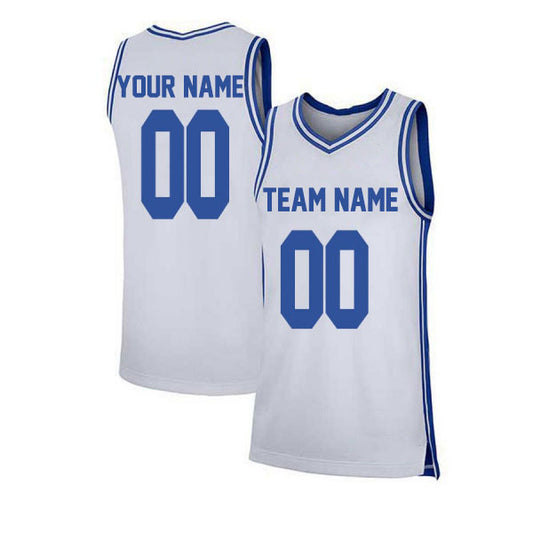 Basketball Stitched Custom Jersey - White / Font Blue Style06052221