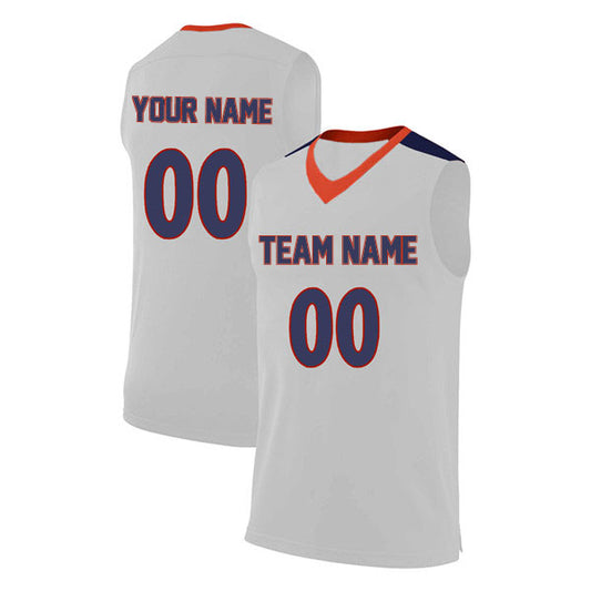 Basketball Stitched Custom Jersey - White / Font Navy Style06052218