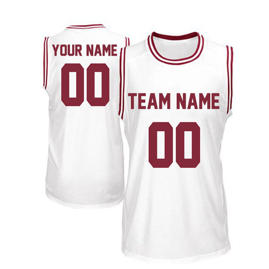 Basketball Stitched Custom Jersey - White / Font Red Style06052204