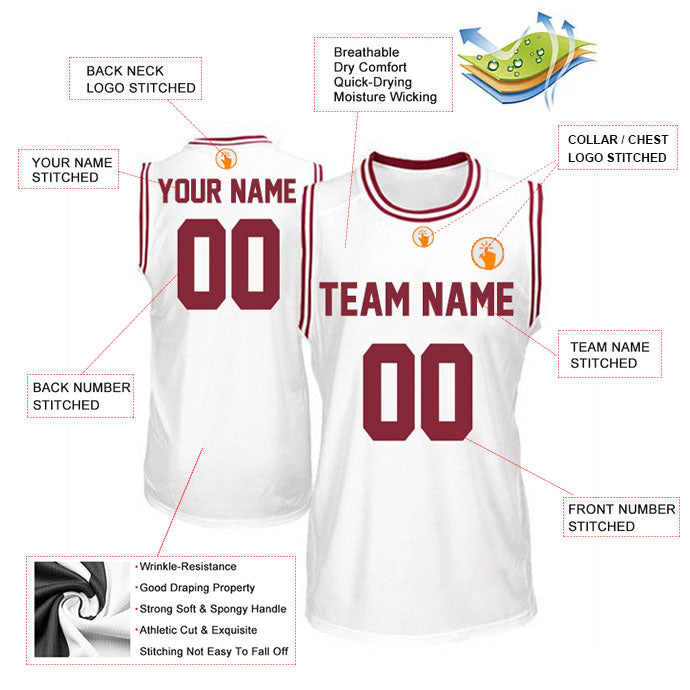 Basketball Stitched Custom Jersey - White / Font Red Style06052204