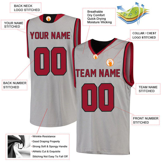 Basketball Stitched Custom Jersey - White / Font Red Style06052210