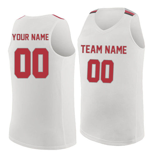 Basketball Stitched Custom Jersey - White / Font Red Style06052212