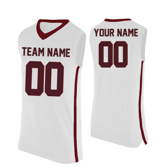 Basketball Stitched Custom Jersey - White / Font Red Style06052213