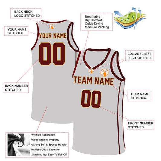 Basketball Stitched Custom Jersey - White / Font Red Style06052216