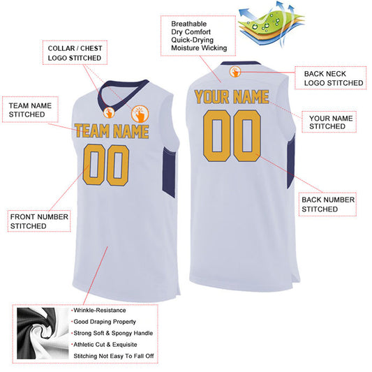 Basketball Stitched Custom Jersey - White / Font Yellow Style06052220