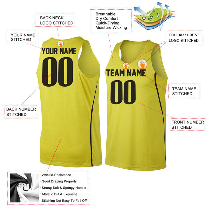 Basketball Stitched Custom Jersey - Yellow / Font Black Style06052214