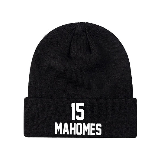 Kansas City Mahomes 15 Knit Hat Black/Red/White Style08092375