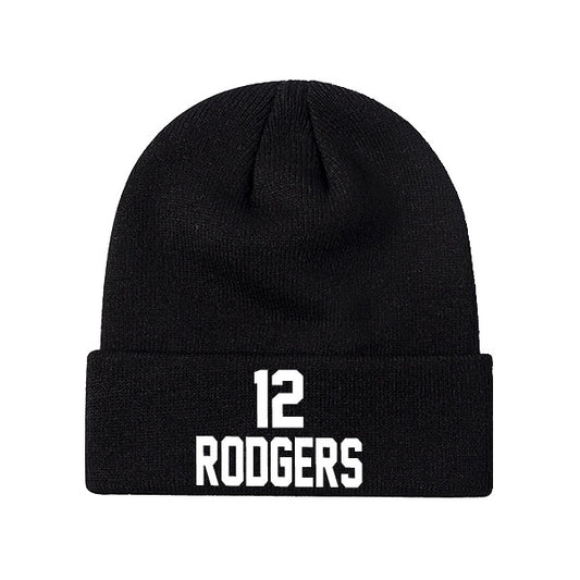 Green Bay Rodgers 12 Knit Hat Black/Green/White Style08092373