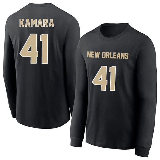 New Orleans Kamara 41 Long Sleeve Tshirt Black/White Style08092257