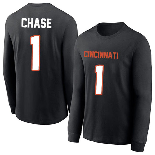 Cincinnati Chase 1 Long Sleeve Tshirt Black/Orange/White Style08092219