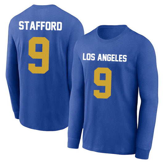 Los Angeles Stafford 9 Long Sleeve Tshirt Blue/White Style08092211