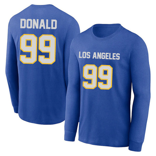 Los Angeles Donald 99 Long Sleeve Tshirt Blue/Gray/White Style08092236