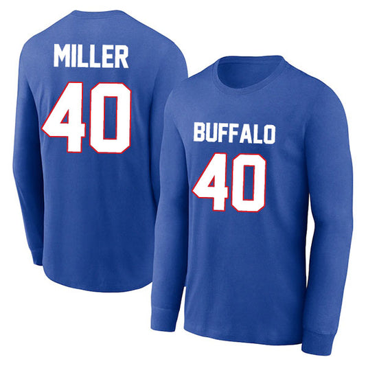 Buffalo Miller 40 Long Sleeve Tshirt Blue/Red/White Style08092241