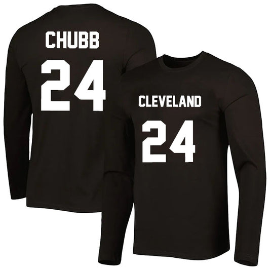 Cleveland Chubb 24 Long Sleeve Tshirt Brown/White Style08092259