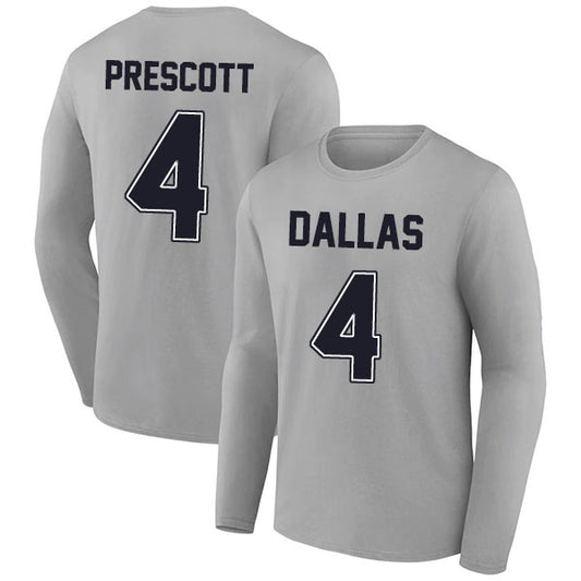 Dallas  Prescott 4 Long Sleeve Tshirt Gray/Navy/White Style08092262