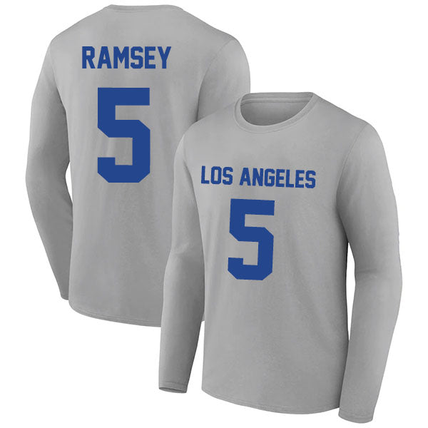 Los Angeles Ramsey 5 Long Sleeve Tshirt Blue/Gray/White Style08092227