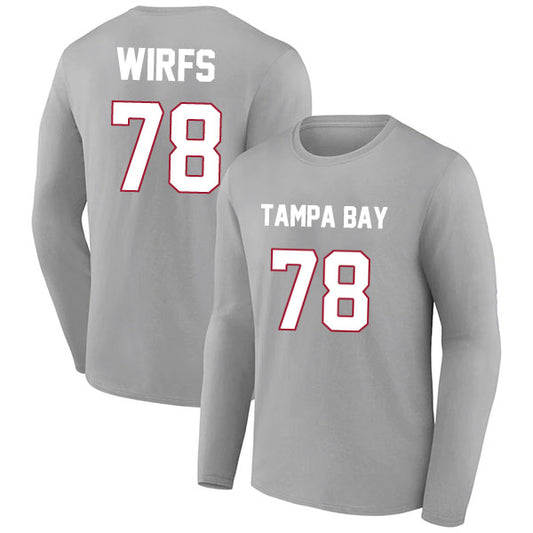 Tampa Bay Wirfs 78 Long Sleeve Tshirt Red/Gray/White Style08092244