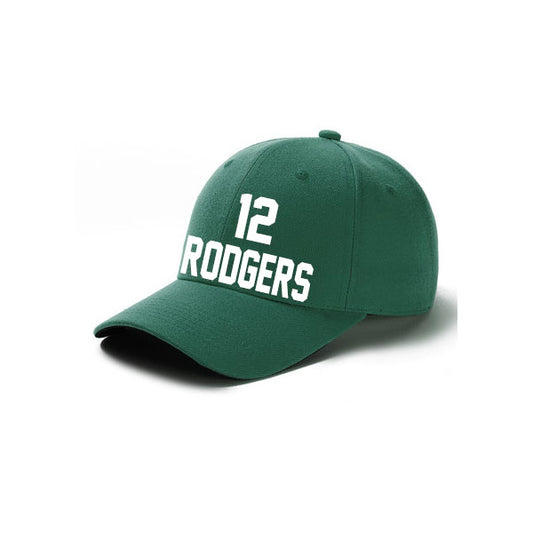 Green Bay Rodgers 12 Curved Adjustable Baseball Cap Black/Green/White Style08092372