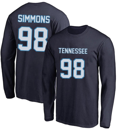 Tennessee Simmons 98 Long Sleeve Tshirt Blue/Navy/White Style08092243