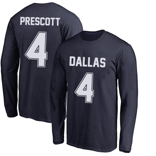 Dallas  Prescott 4 Long Sleeve Tshirt Gray/Navy/White Style08092262