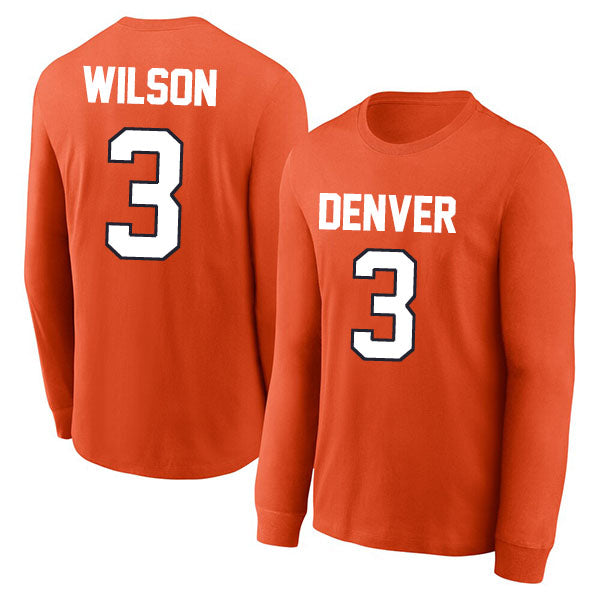 Denver Wilson 3 Long Sleeve Tshirt Navy/Orange/White Style08092254