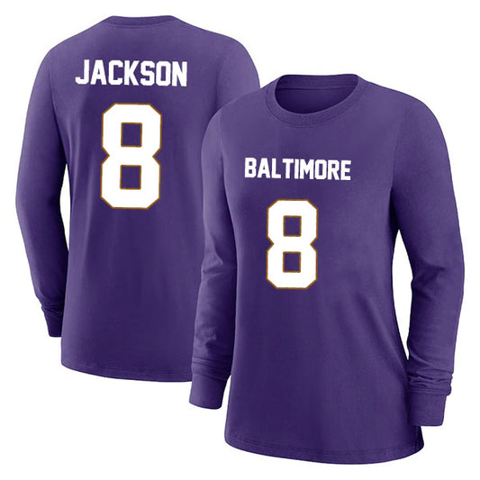 Baltimore Jackson 8 Long Sleeve Tshirt Black/Purple/White Style08092246