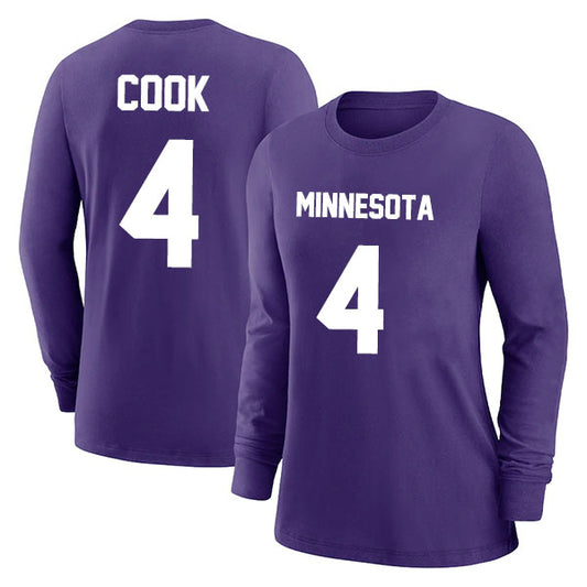 Minnesota Cook 4 Long Sleeve Tshirt Purple/White Style08092253