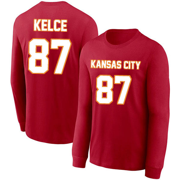 Kansas City Kelce 87 Long Sleeve Tshirt Red/White Style08092218