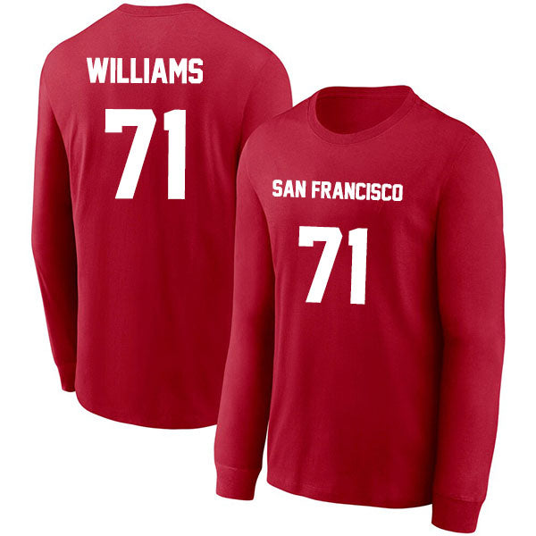 San Francisco Williams 71 Long Sleeve Tshirt Black/Red/Gray//White Style08092229