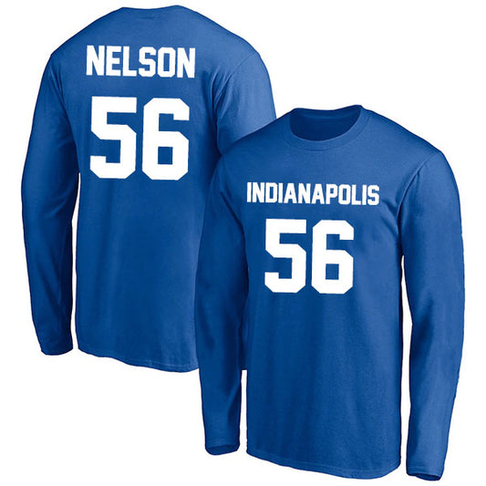 Indianapolis Nelson 56 Long Sleeve Tshirt Royal/White Style08092249