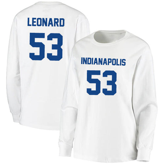 Indianapolis Leonard 53 Long Sleeve Tshirt Royal/White Style08092252