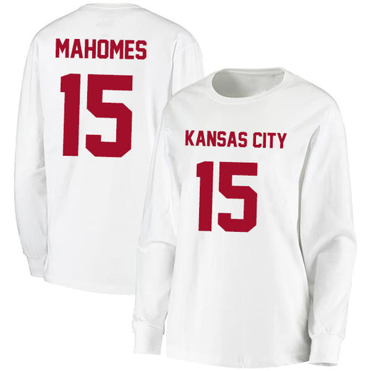 Kansas Mahomes 15 Long Sleeve Tshirt Red/White Style08092234