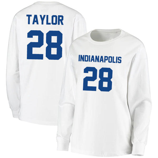 Indianapolis Taylor 28 Long Sleeve Tshirt Royal/White Style08092213