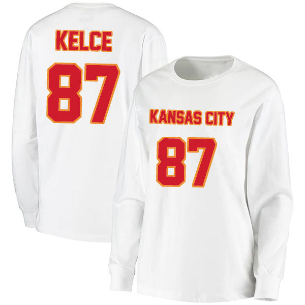 Kansas City Kelce 87 Long Sleeve Tshirt Red/White Style08092218
