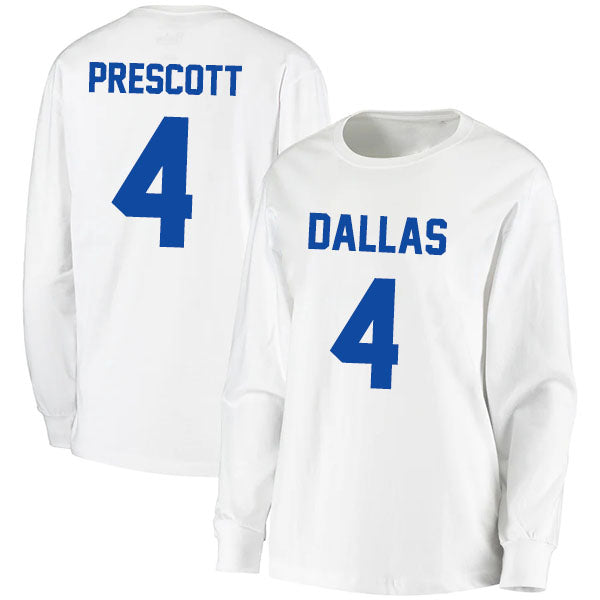 Dallas  Prescott 4 Long Sleeve Tshirt Gray/Navy/White Style08092262