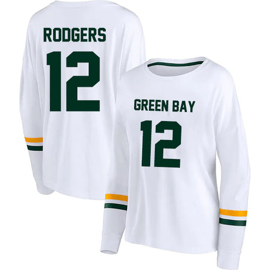 Green Bay Rodgers 12 Long Sleeve Tshirt Green/White Style08092235