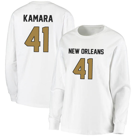 New Orleans Kamara 41 Long Sleeve Tshirt Black/White Style08092257